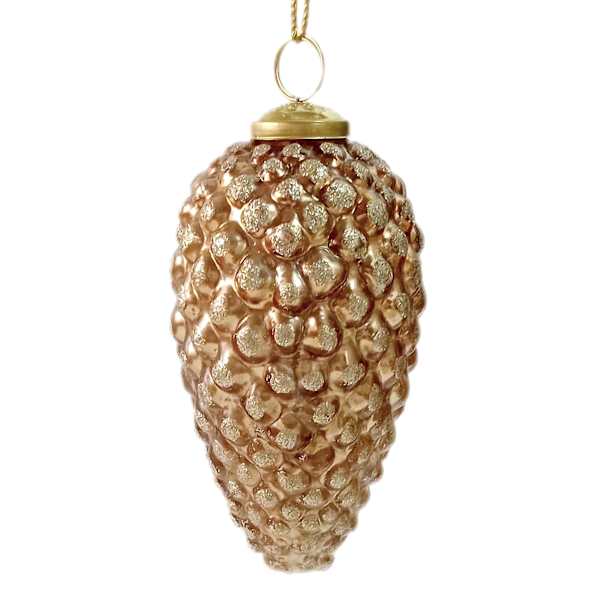 5 Gold Glass Pinecone Ornaments
