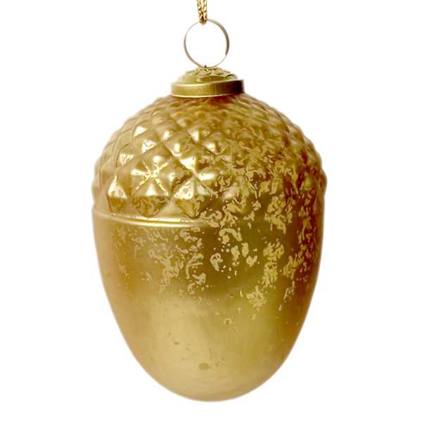 Gold Glass Acorn Ornament, 4"