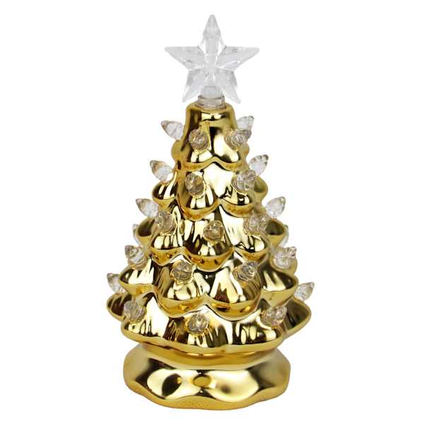 Gold Ceramic LED Tree, 6"
