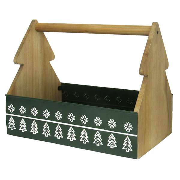 Wood & Metal Container, 12"