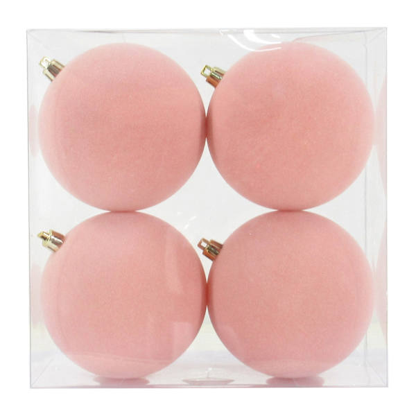 4-Count Pink Flocked Ornaments, 4"