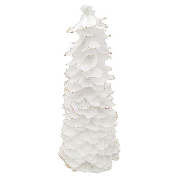 White & Gold Feather Cone Tree, 18"