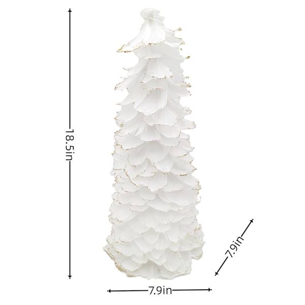 White & Gold Feather Cone Tree, 18"