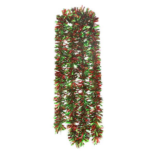 Red & Green Tinsel Garland, 144"