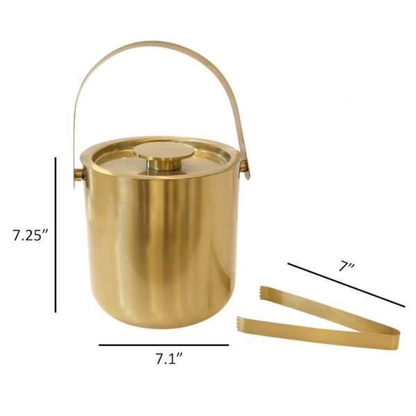 Gold Ice Bucket with Tongs, 3qt