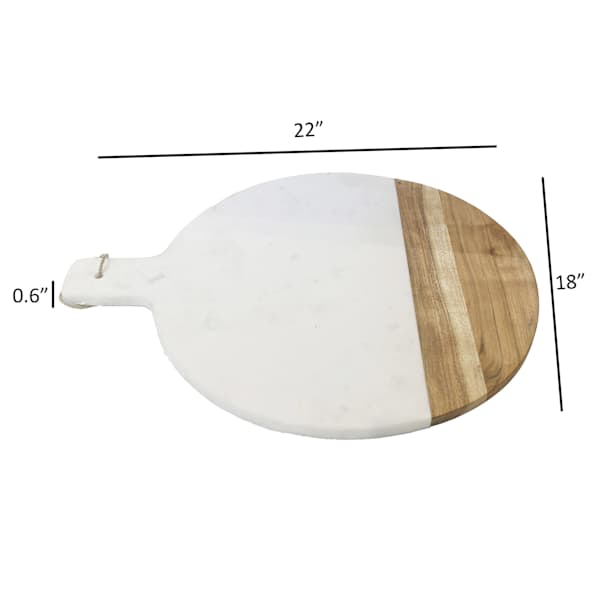 Marble & Acacia Wood Serving Board, 22"