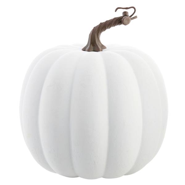 White Paper Mache Pumpkin, 6.7"