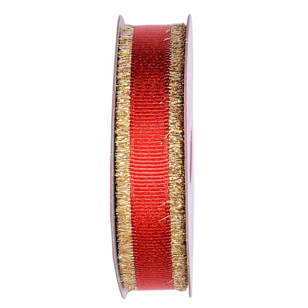 7/8" Red & Gold Fringe Ribbon, 10yd