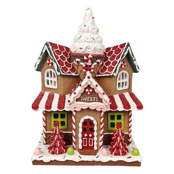 Gingerbread House with Light, 11"