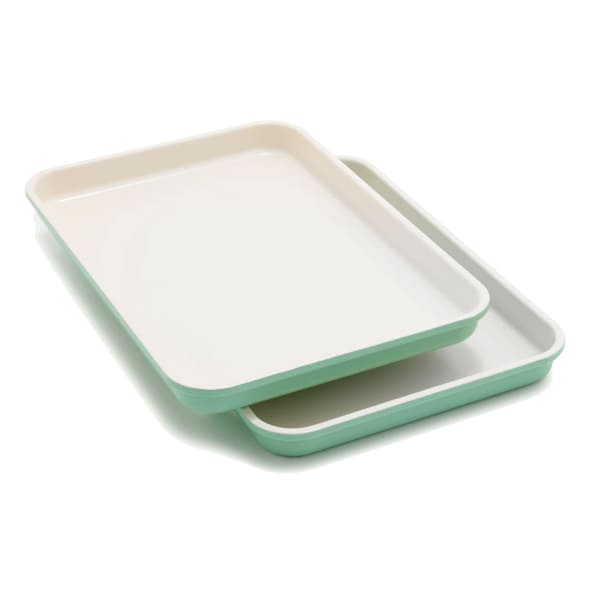 REAL SIMPLE Green Pan 2-Piece Green Quarter Baking Sheet Set