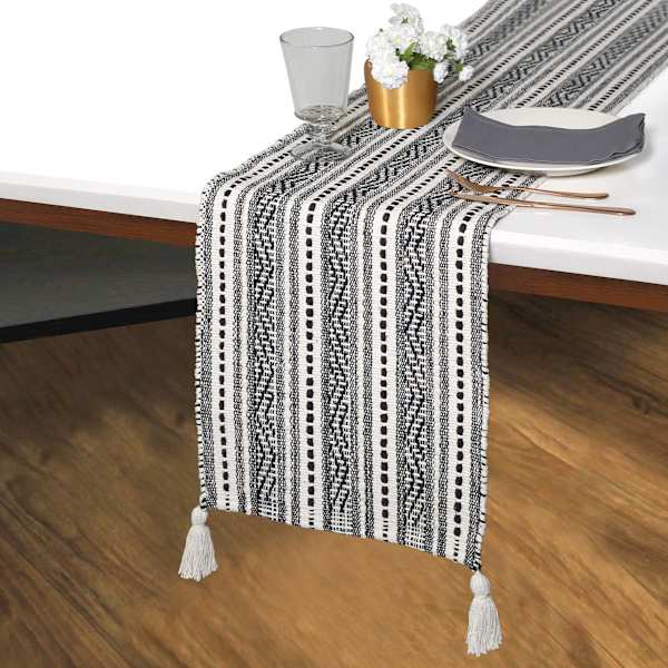 Black and White Yarn Dyed Dobby Runner 14x72