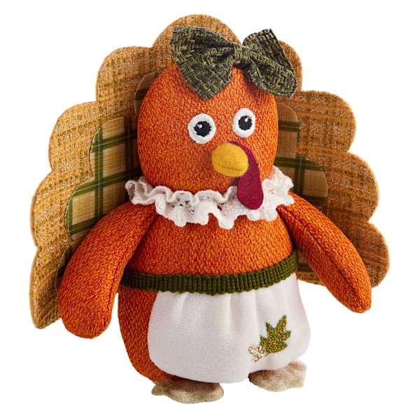 Homespun Harvest Turkey Girl Table Decor, 6"