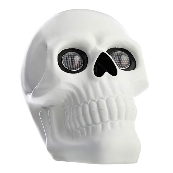 Hey Boo! White Skull Head with LCD Heart Shaped Moving Eyes, 10"