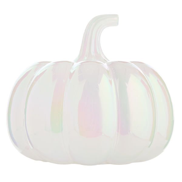 Hey Boo! White Iridescent Pumpkin with Light