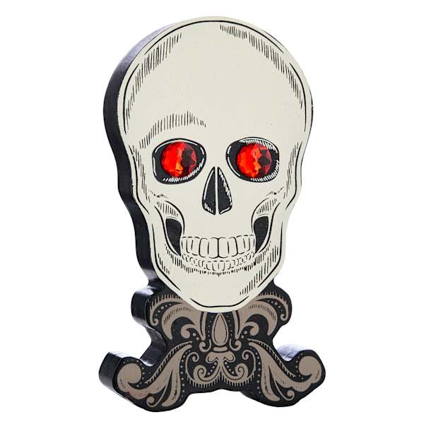 Midnight Shadows Wood Skull Table Decor, 5.5"