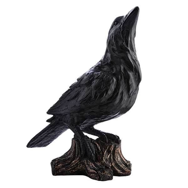 Midnight Shadows Crow Stand on Stump, 14.8"