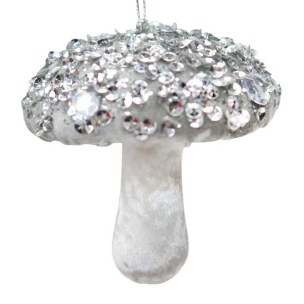 Arctic Wonderland Fabric Mushroom Ornament, 3.74"