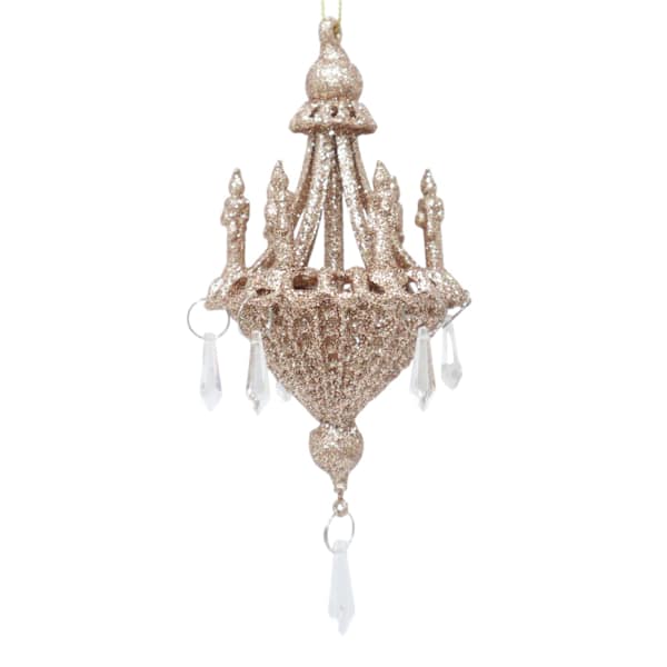 Pink Champagne Glittered Chandelier Ornament, 5.5"
