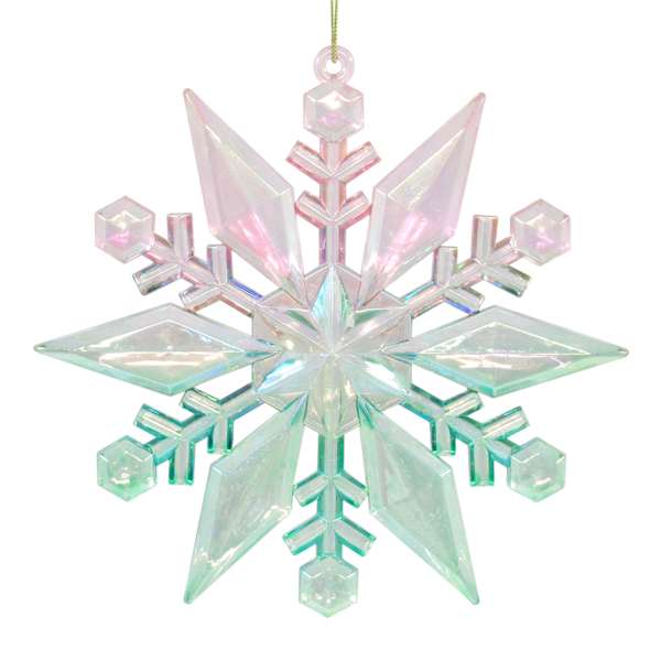 Iridescent, Pink, & Green Snowflake Ornament, 4.4"