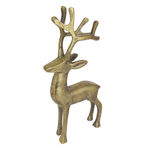 Gold Cast Reindeer with Antlers, 13"