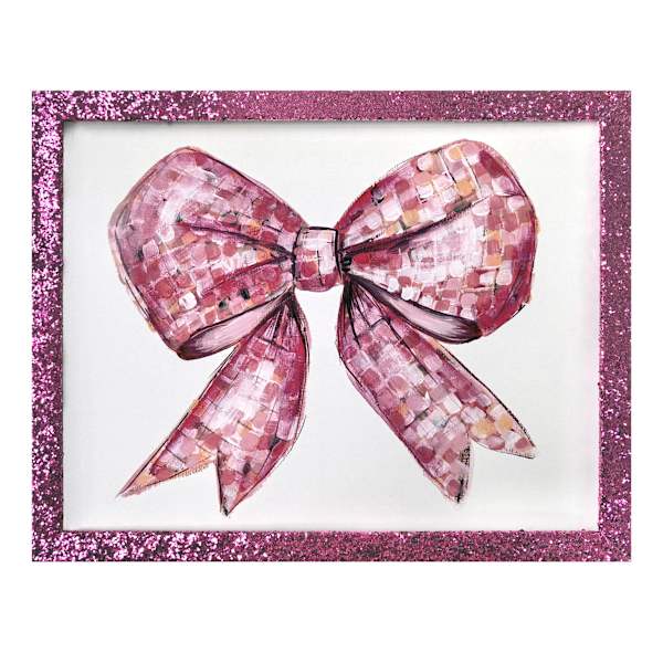 Glass Framed Glitter Disco Coquette Wall Art, 15x11