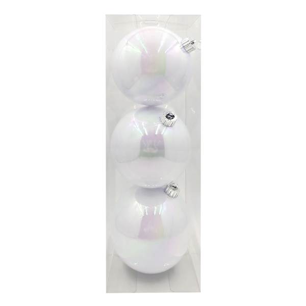 3-Count White Iridescent Ornaments, 150mm