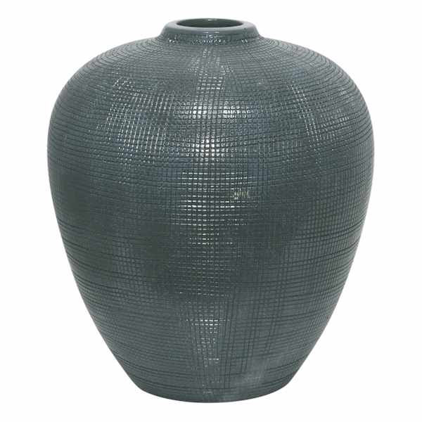 Blue Textured Ceramic Vase, 11.2"