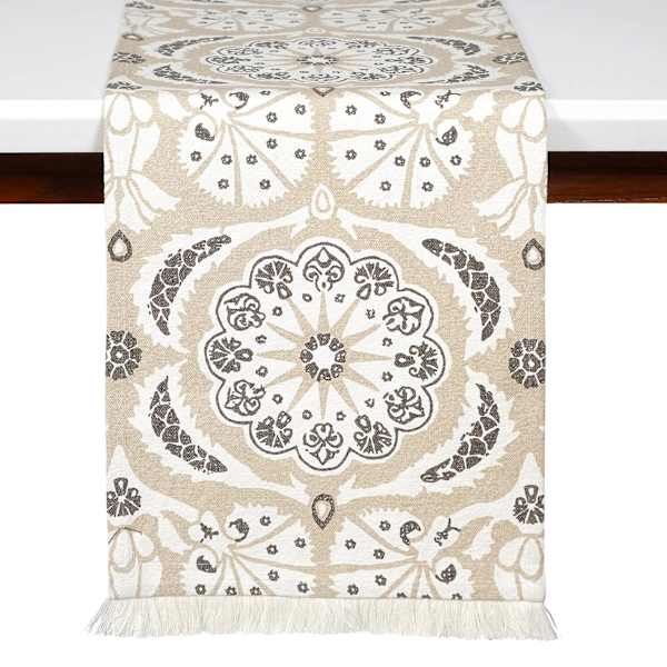 Natural Flower Printed Table Runner, 14x72
