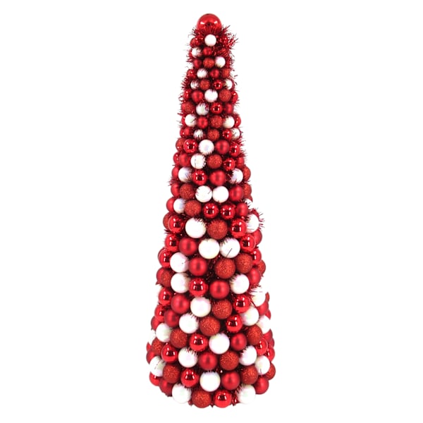 Peppermint Swirl Red & White Iridescent Ornament Tree, 36"