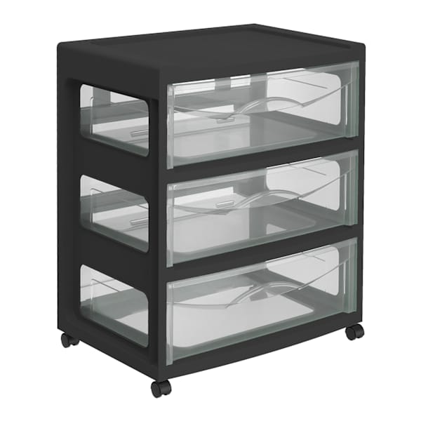 3-Drawer Card Wide, Black