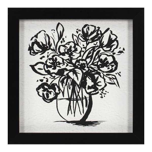 Framed Black Floral Sketch Shadowbox, 8"