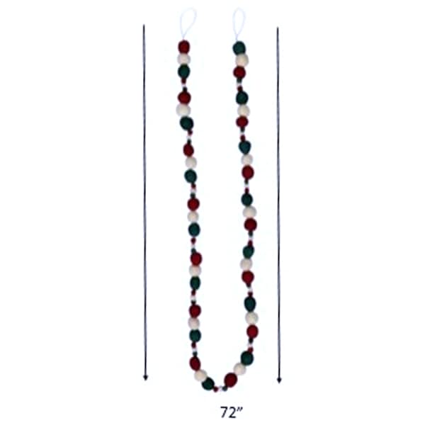 Red, White & Green Multi-Size Felt Garland, 72"