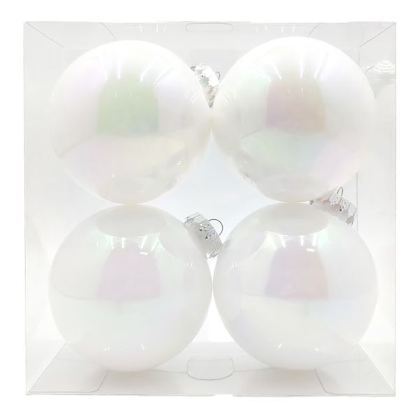4-Count White Iridescent Pet Ornaments, 100mm