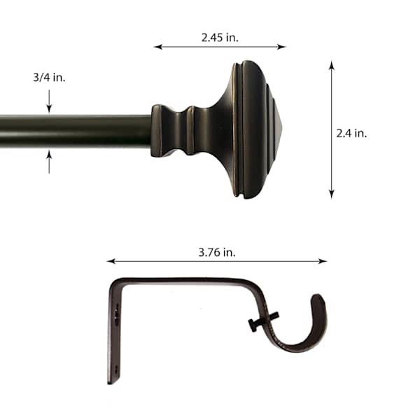 Wilson 3/4" Bronze Square Curtain Rod, 84-120"