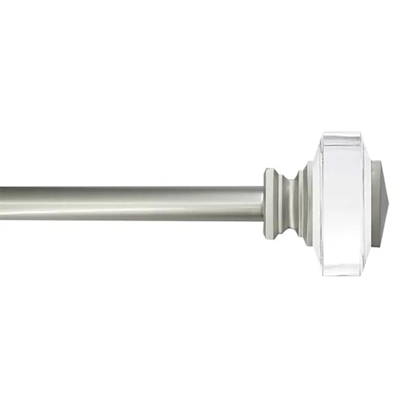 Tyson 3/4" Clear & Nickel Square Curtain Rod, 84-120"