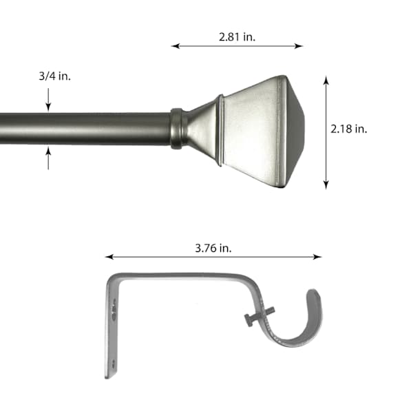 Parker 3/4" Pewter Trumpet Curtain Rod, 48-84"