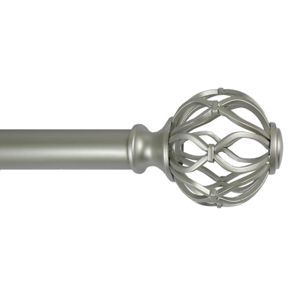 Winslow 1" Nickel Cage Curtain Rod, 18-36"