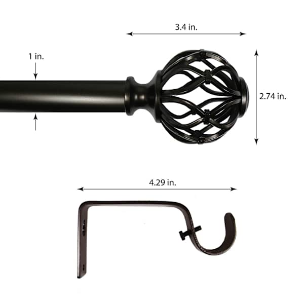 Winslow 1" Bronze Cage Curtain Rod, 36-72"