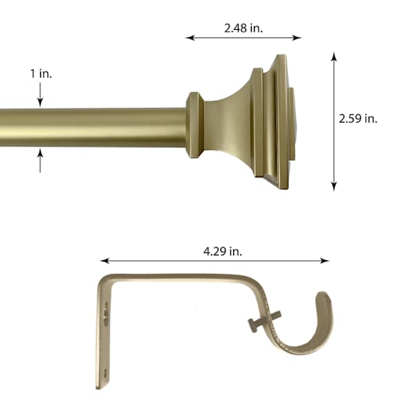 Mitchell 1" Brass Square Curtain Rod, 36-72"