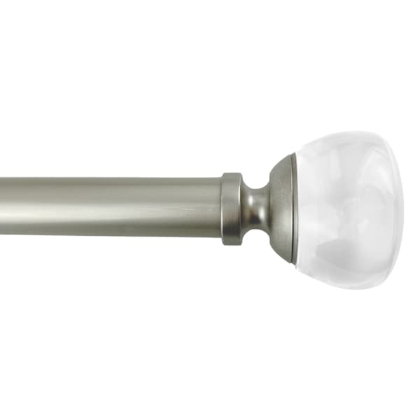 Preston 1" Clear & Silver Round Curtain Rod, 72-120"