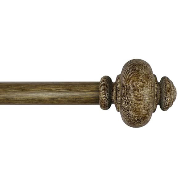 Atlanta 1" Wood Finish Urn Style Curtain Rod, 36-72"