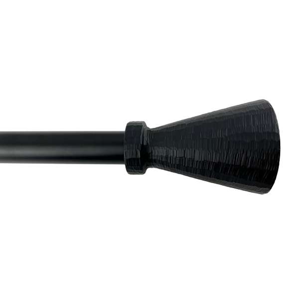 1" Black Textured Cone Curtain Rod, 36-72"