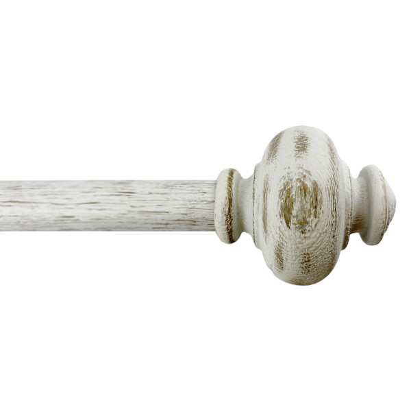 Atlanta 1" White Wood Urn Style Curtain Rod, 18-36"