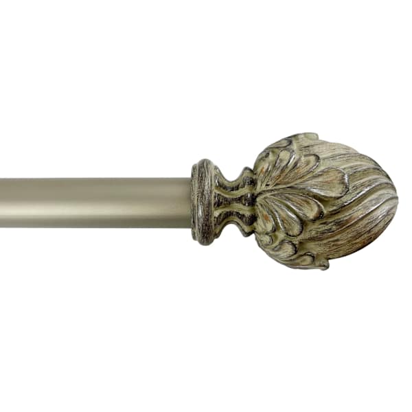 1" Bronze Leaf Cone Curtain Rod, 36-72"