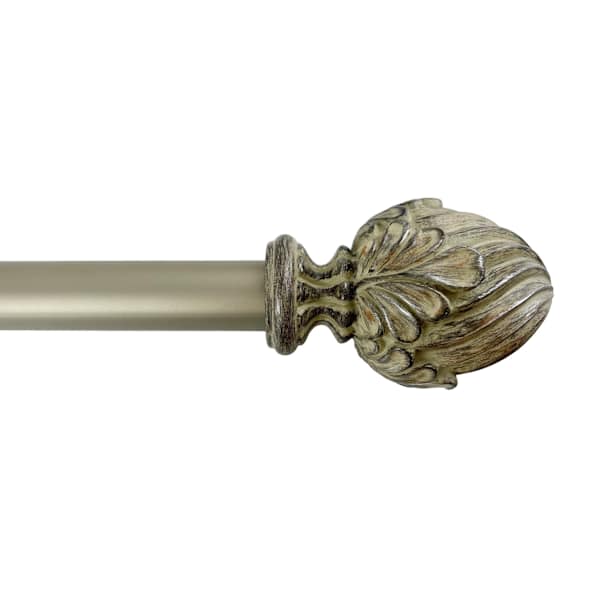 1" Bronze Leaf Cone Curtain Rod, 72-120"