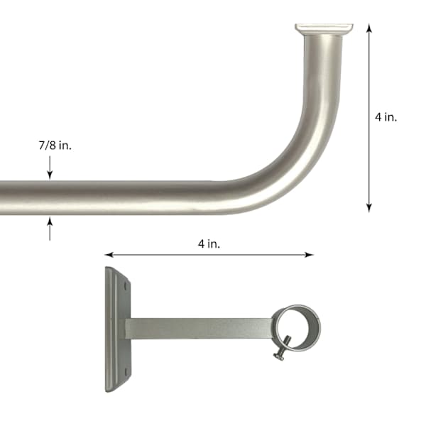 7/8" Pewter Room Darkening French Curtain Rod, 34-112"