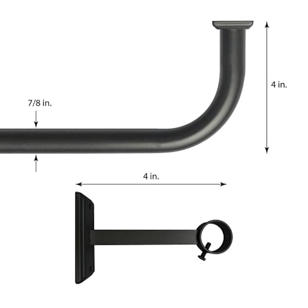 7/8" Black Room Darkening French Curtain Rod, 34-112"