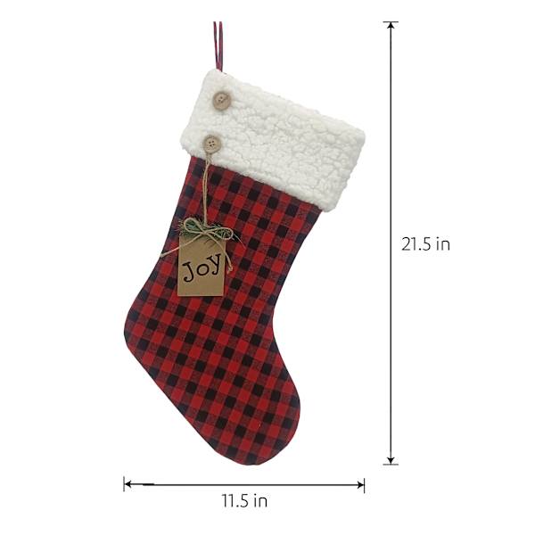 Red & Black Plaid Stocking, 21.5"