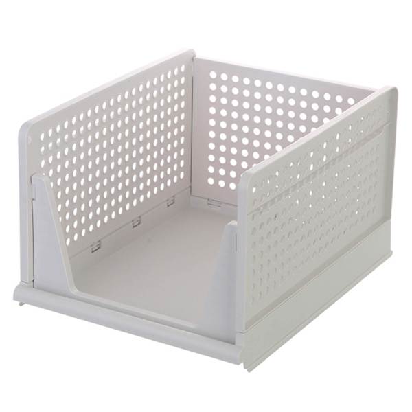 REAL SIMPLE Plastic Collapsible Tall Stacking Closet Bin, Large
