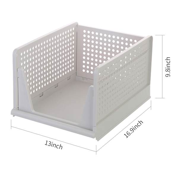 REAL SIMPLE Plastic Collapsible Tall Stacking Closet Bin, Large
